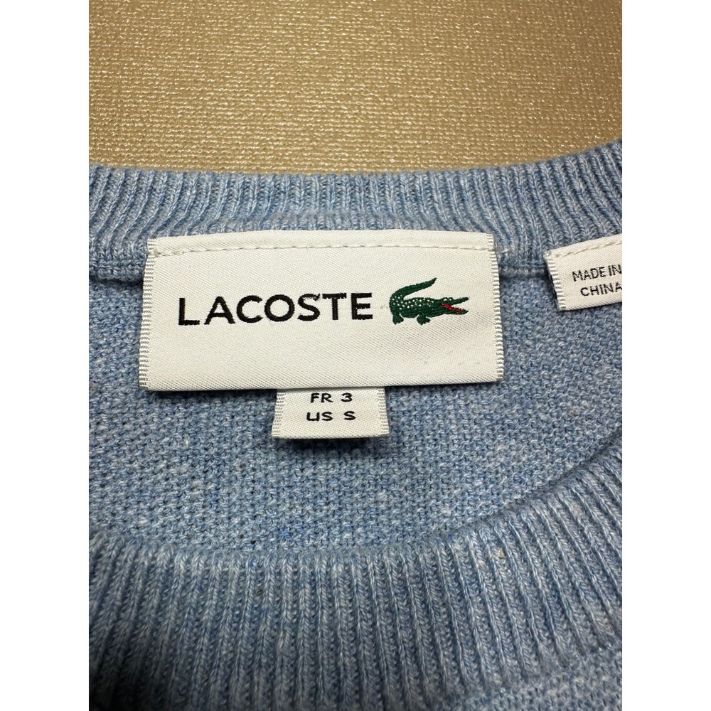 Lacoste Mens‎ Crewneck Sweater Light Blue Heathered Pocket Logo FR 3 US S - Picture 4 of 9